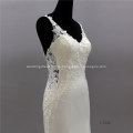 Crystal Design Bridal Gown Prom Dress Mermaid crepe Wedding Dresses